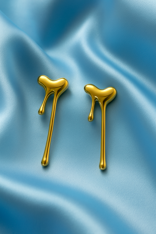 Golden Heart Drip Earrings