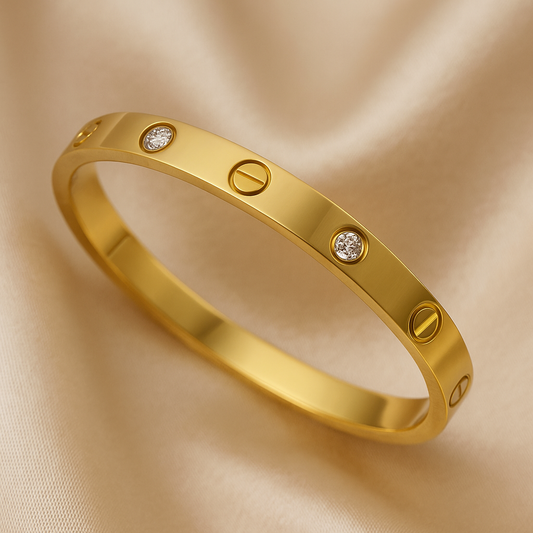 Golden Screw Bangle with Stones