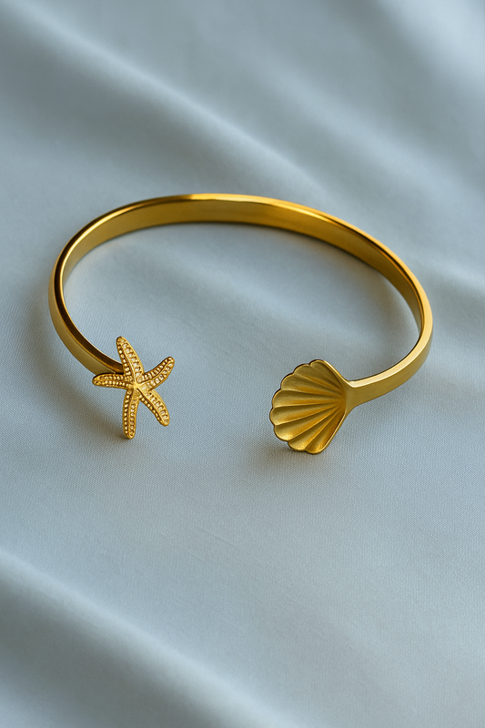 Golden Starfish & Shell Bangle